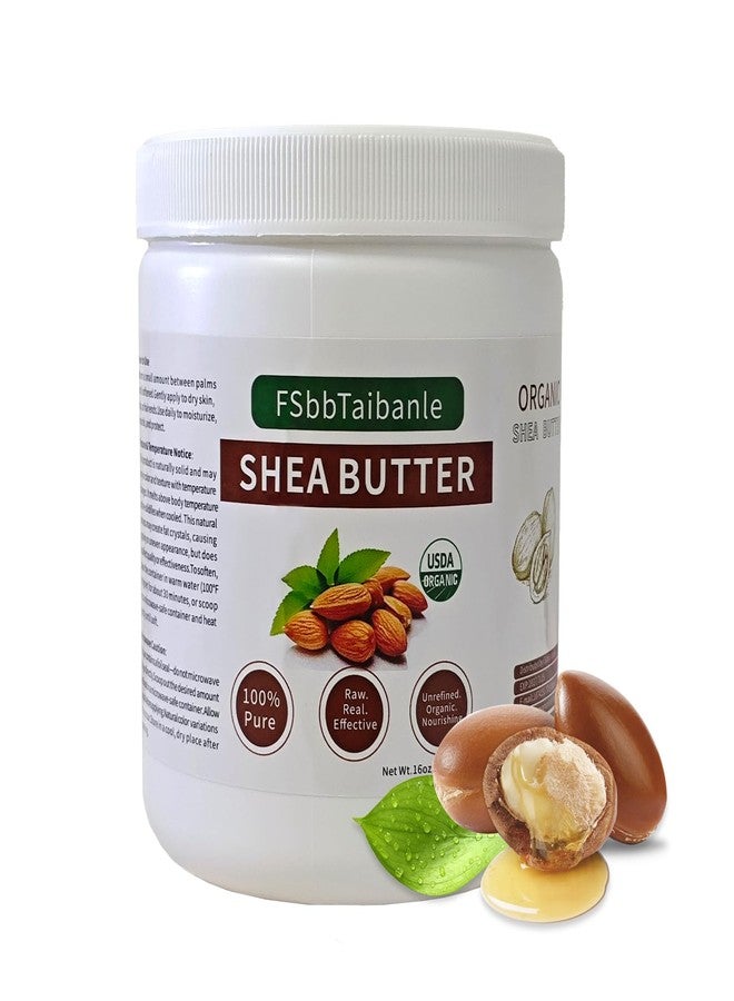 FSbbTaibanle Raw Shea Butter 16 oz – Pure & Organic Moisturizer for Skin, Hair & DIY – Raw, Unrefined, Non-GMO, Ivory Color, Grade A Quality - Image 1